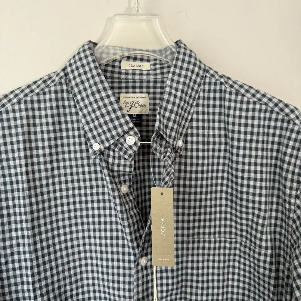 J.Crew Secret Wash Shirt in Gingham Size M 100% Cotton Classic NEW
